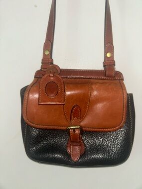 Vintage Liz Claiborne Two-Tone Brown & Black Leather Crossbody Bag